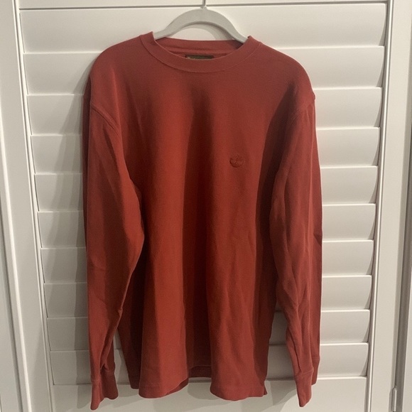 TIMBERLAND Vintage Men rusty orange waffle Thermal knit Shirt long sleeve Medium - Picture 1 of 5